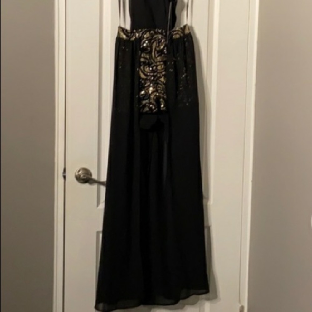 A’gaci Sequin Romper, black & gold Size M